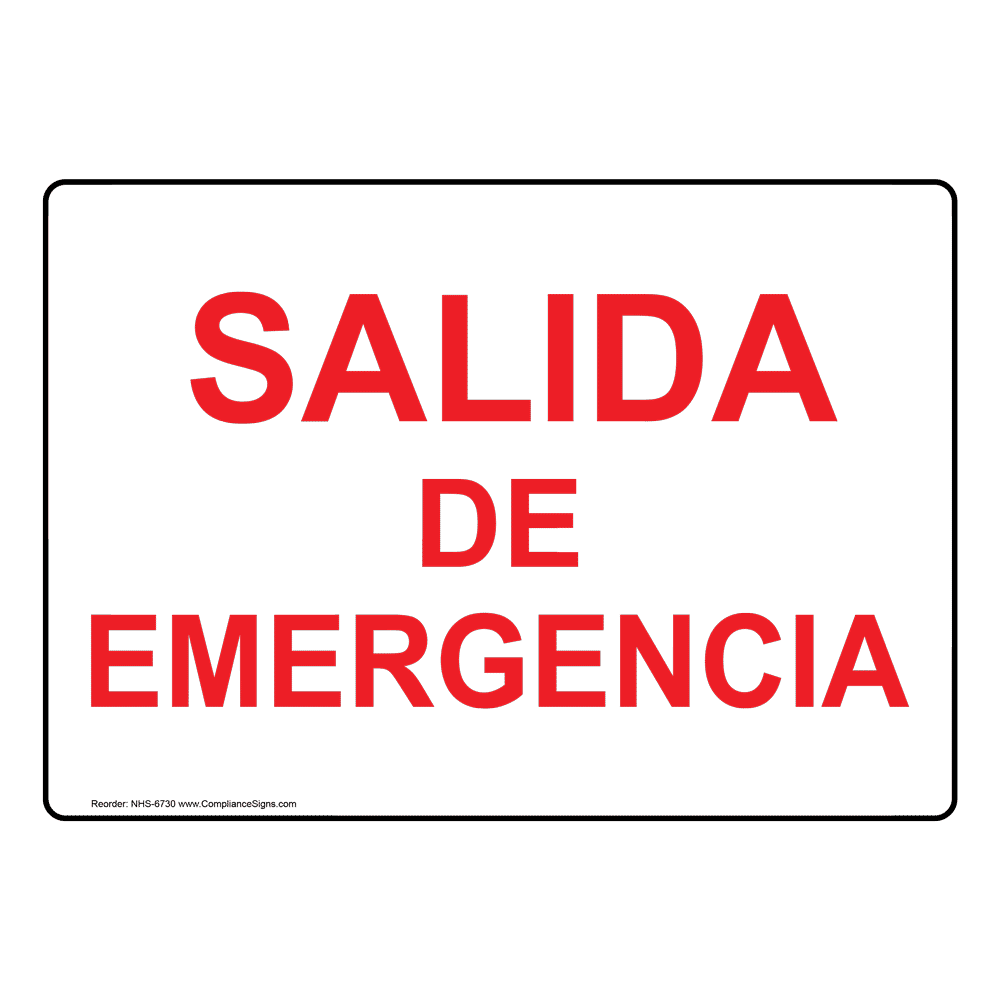 Spanish Enter Exit Emergency Exit Sign Emergency Exit Spanish