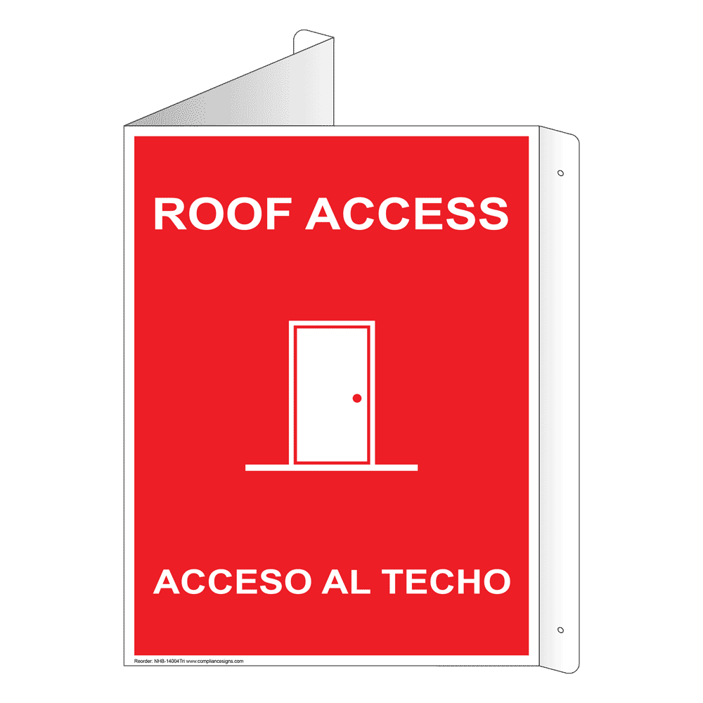 Roof Access With Symbol Sign NHB14004Tri Exit Roof Access