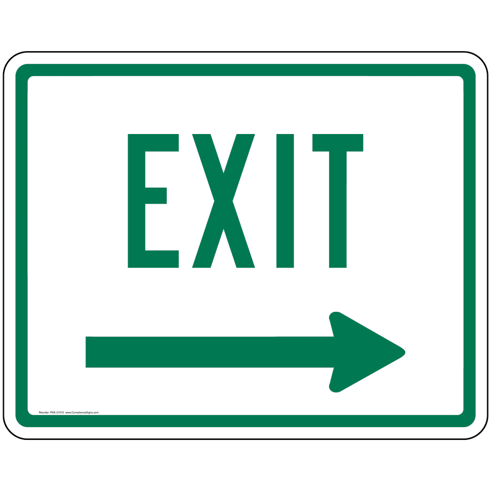 Green and White Exit Right Arrow Reflective Sign