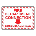 Fire Department Connection With Down Arrow Custom Address Sign NHE-16307