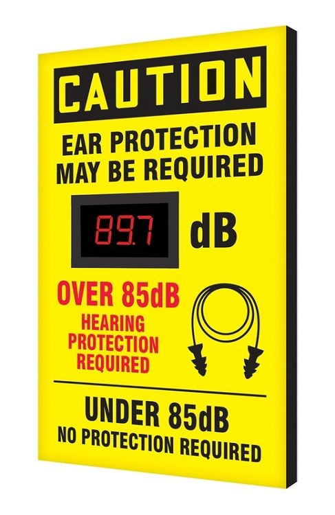20 x 12 Decibel Meter Sign - Caution Ear Protection