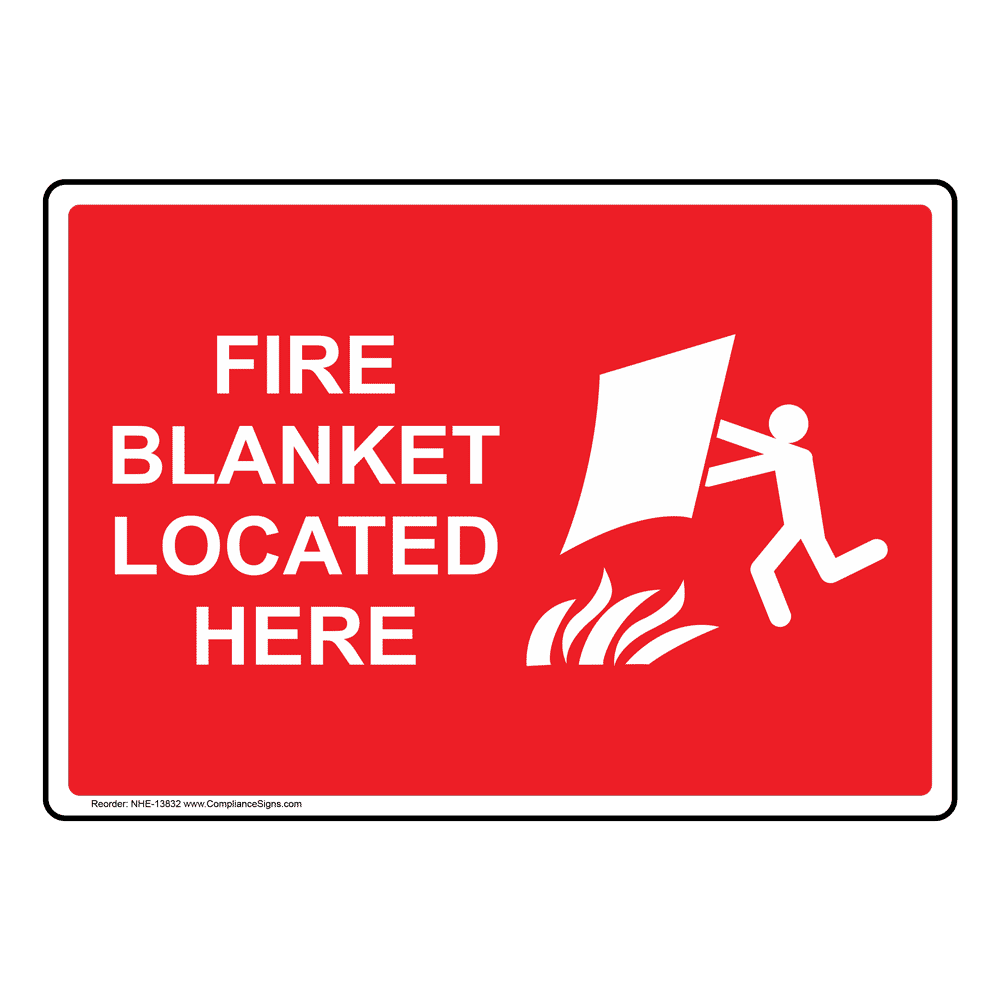 Fire Blanket Located Here Sign With Symbol NHE-13832