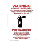 Warning In Case Of Appliance Fire, Use This Extinguisher Bilingual Sign NHB-18193