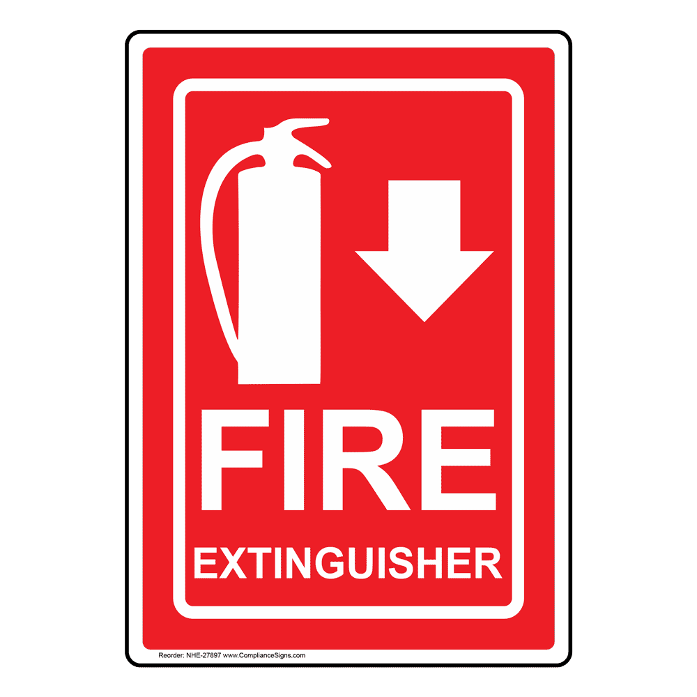 Glow Red Vertical Fire Extinguisher Sign or Label Symbol