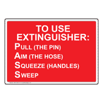 Red Fire Extinguisher Instruction Sign P-A-S-S