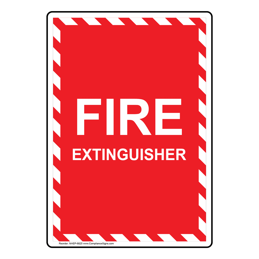 Fire Extinguisher Vertical Sign - Glow Red - 6 Sizes