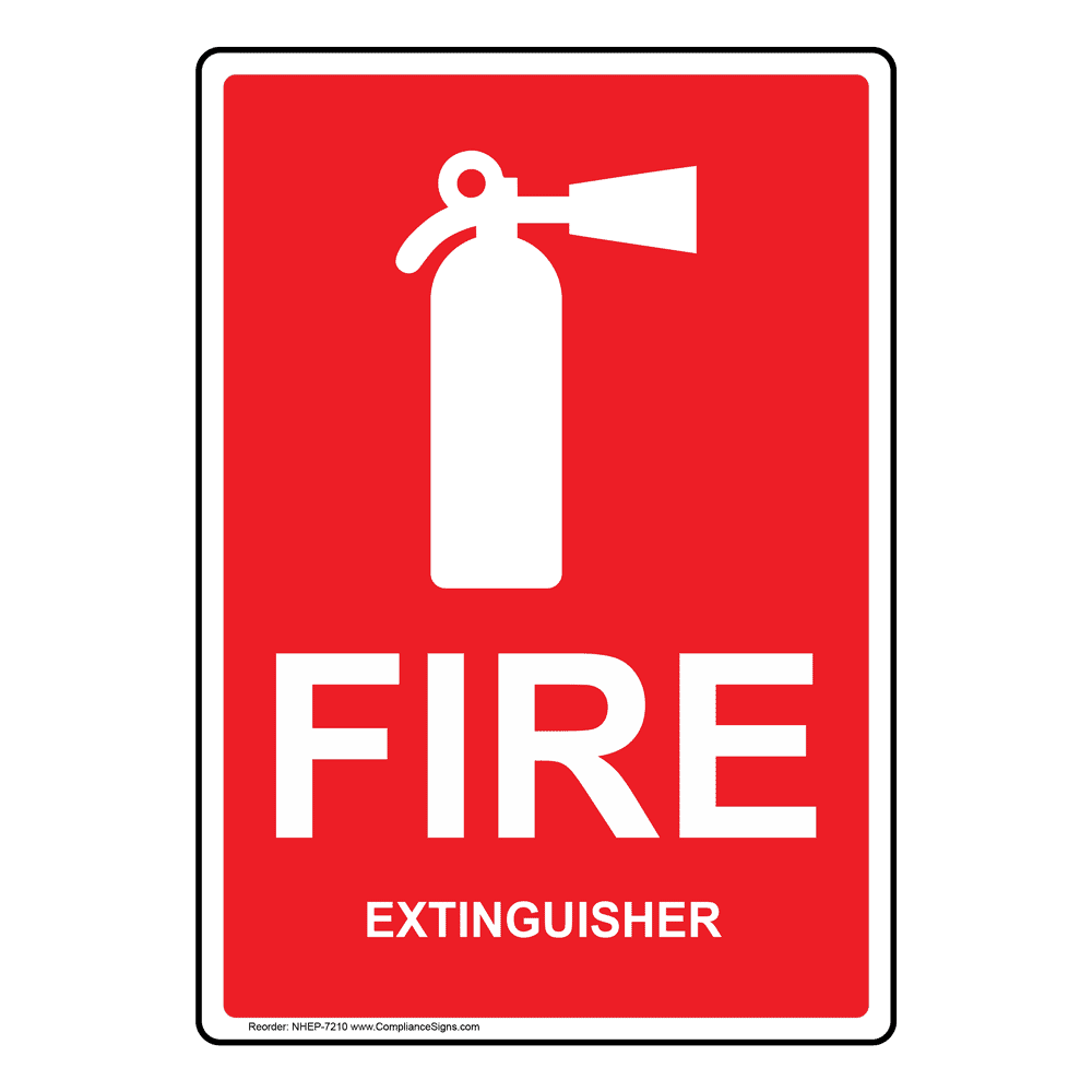 Glow Red Vertical Fire Extinguisher Sign With Symbol