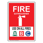 Fire Extinguisher Use On All Fires A B C Sign With Symbol NHEP-7525