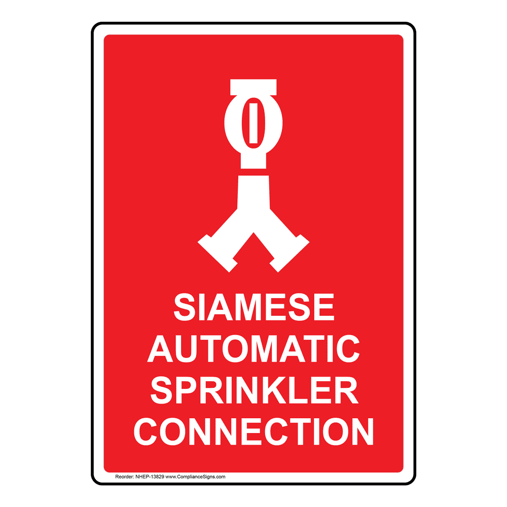 Glow Red Vertical Sign - Siamese Automatic Sprinkler Connection