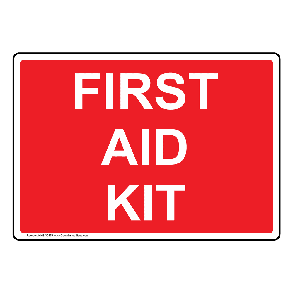 Rectangle Red Aid Kit Sign or Label 6