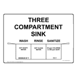 Three Compartment Sink Sign NHE-15604 Food Prep / Kitchen Safety