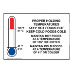 Proper Holding Temperatures Sign NHE-15641 Food Prep / Kitchen Safety