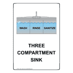 Portrait Wash Rinse Sanitize Three Sign With Symbol NHEP-15606