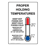 Portrait Proper Holding Temperatures Sign With Symbol NHEP-15641