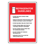 Portrait Refrigerator Guidelines Sign With Symbol NHEP-15722