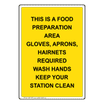 Portrait This Is A Food Preparation Area Gloves, Sign NHEP-30515