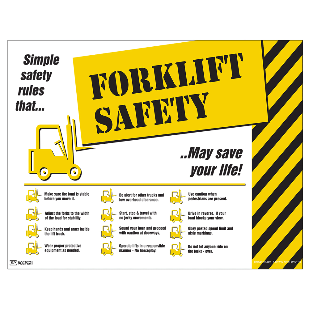 English Forklift Safety Rules Poster - Forklift Safety 11x17