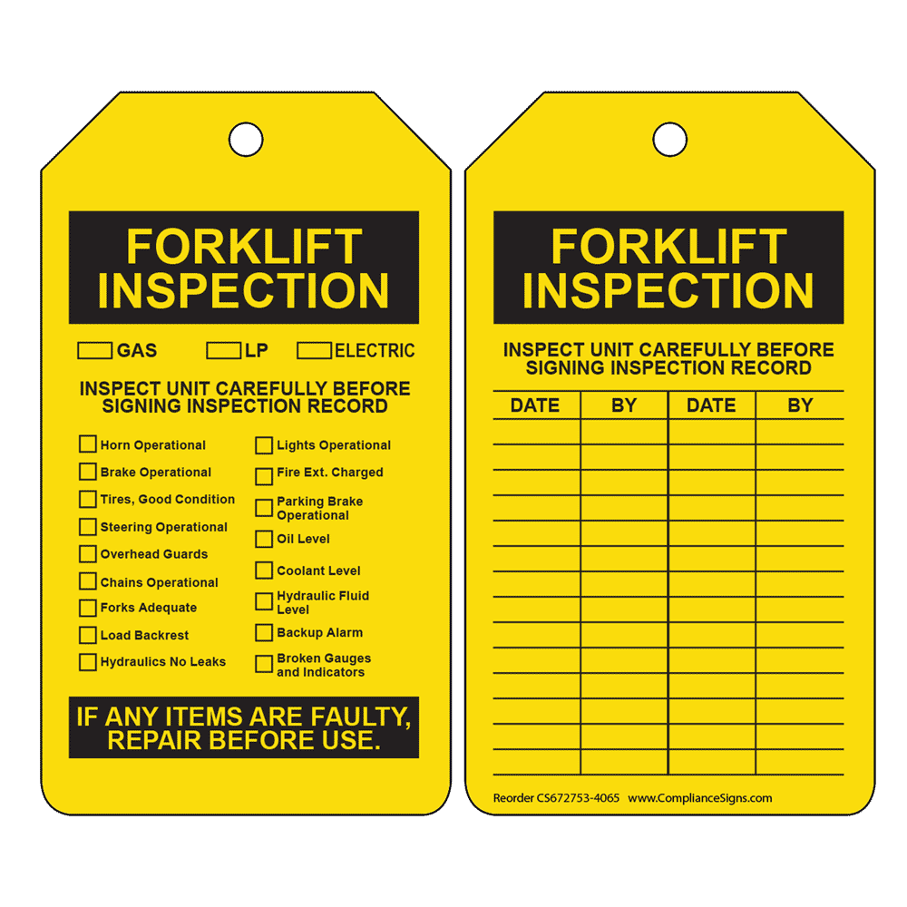 Aerial & Scissor Lift Daily Safety Inspection | Status Tags