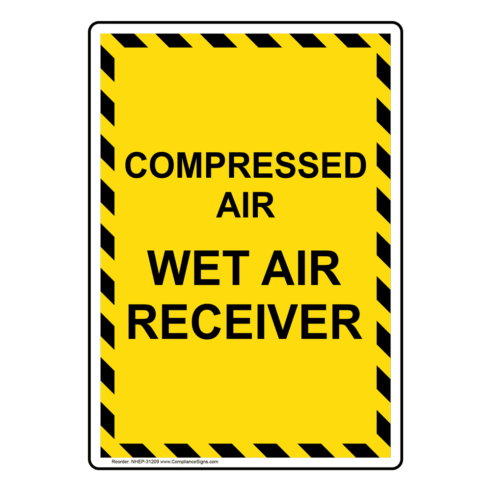 yellow-vertical-sign-compressed-air-wet-air-receiver