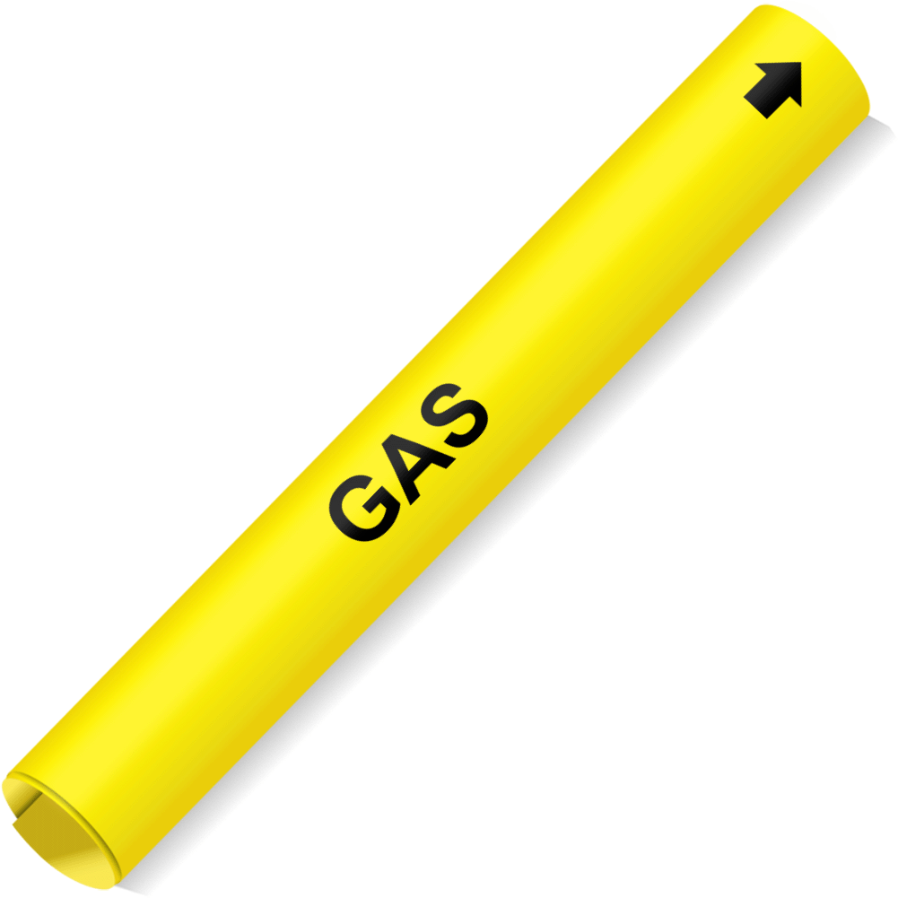 Coiled Pipe Marker GAS Yellow ASME A13.1