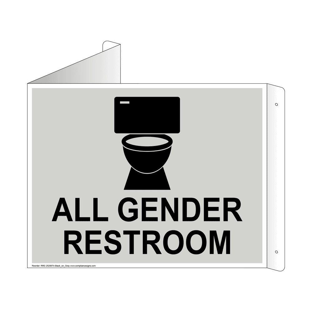 All Gender Restroom Sign Rre 25299tri Blkongray Restrooms