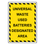 Portrait Universal Waste Used Batteries Designated Sign NHEP-31777