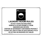 Laundry Room Rules Do Not Overload Sign With Symbol NHE-30586