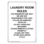 Portrait Laundry Room Rules For Residents Use Sign NHEP-30589