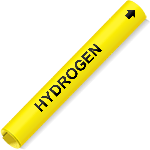 Coiled Black-on-Yellow Hydrogen Pipe Marker