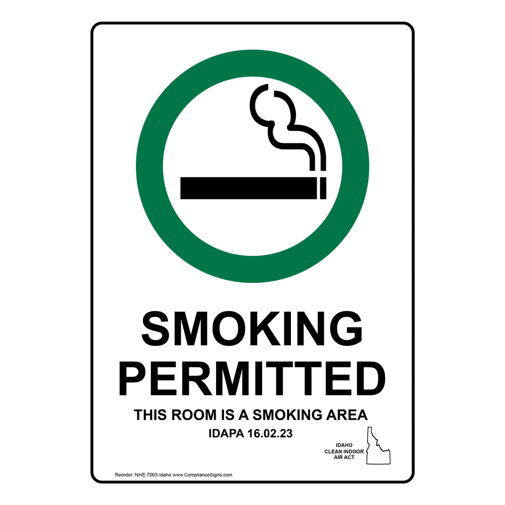 Smoking Permitted This Room Sign NHE7063Idaho Smoking Area