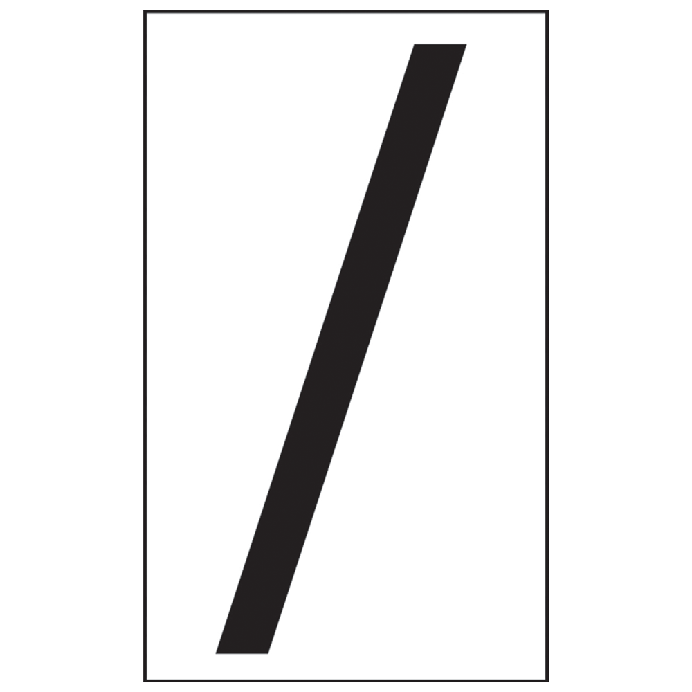 Reflective Black-on-White Slash Symbol Label in 2 Sizes CS875834