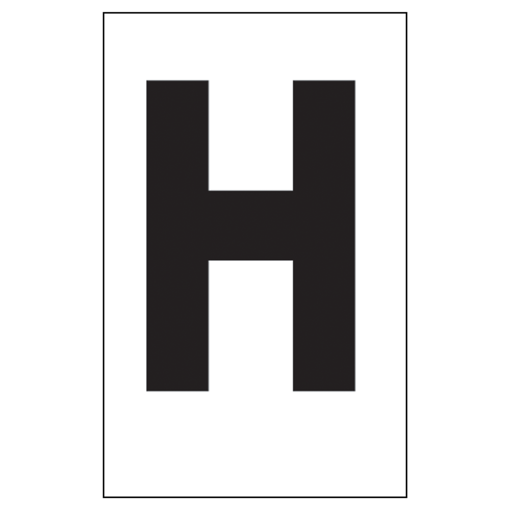 letter h reflective aluminum plate black on silver 2 sizes cs172987