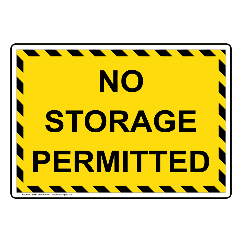 その他 Emptyyy Rectangle Yellow No Storage Permitted Sign or Label