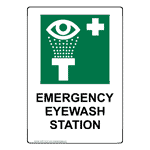 Portrait Emergency Eyewash Station Sign With Symbol NHEP-32167