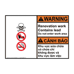 ANSI WARNING Renovation Work Contains Lead Sign AWI-13027-VIETNAMESE