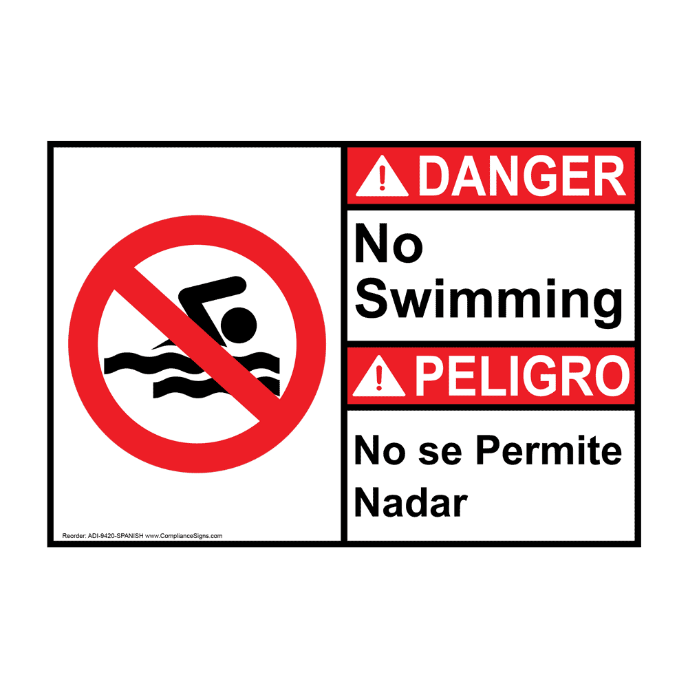 no-swimming-bilingual-sign-ansi-spanish