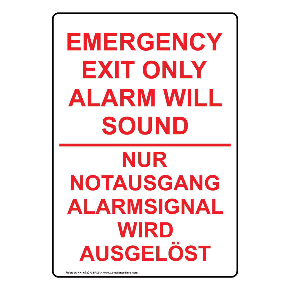 Red with English 24 x 2 in ComplianceSigns Vinyl Alarm Will Sound Label 