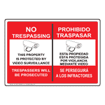 No Trespassing Video Surveillance Bilingual Sign NHI-9543-SPANISH
