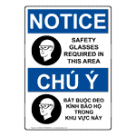 OSHA NOTICE Safety Glasses Required Sign ONI-5650-VIETNAMESE PPE - Eye