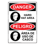 OSHA DANGER Hard Hat Area Bilingual Sign ODI-3445-SPANISH PPE