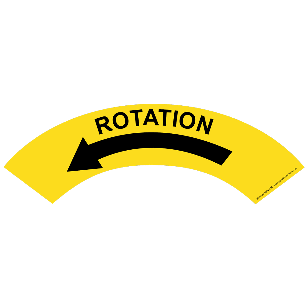Rotation (Left Arrow) Label / Sticker - Yellow - US Made