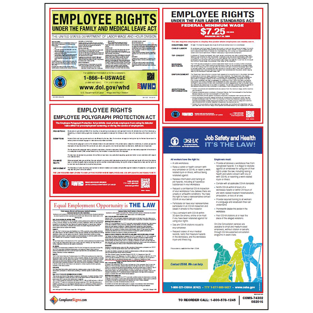 Labor Laws Poster EEO Federal OSHA English