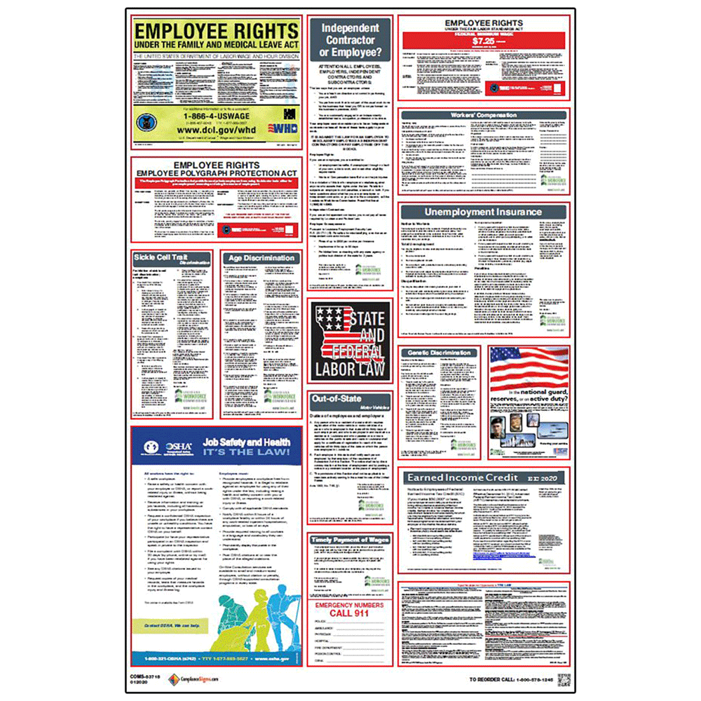 Labor Laws Poster Louisiana Federal OSHA English