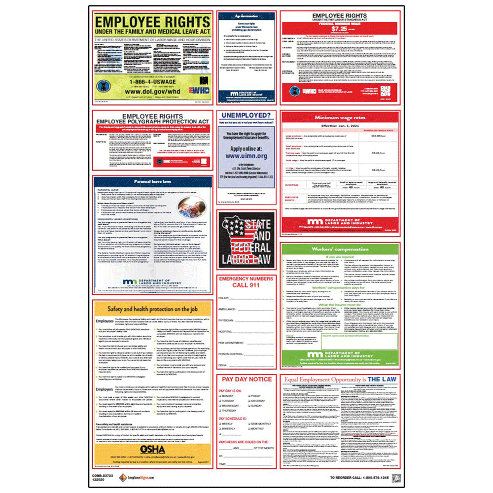 Labor Laws Poster Minnesota Federal OSHA English