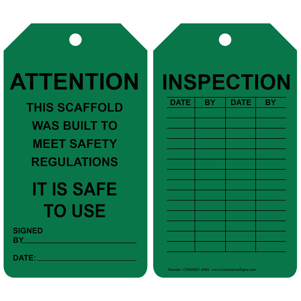 Green Attention Scaffold Meets Regulations Safety Tags