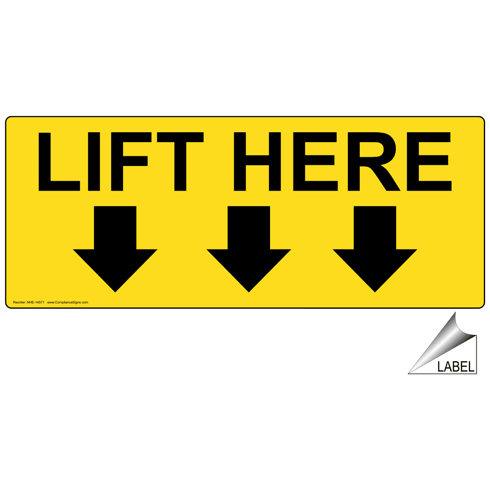 Lift Here With Down Arrows Label for Crane