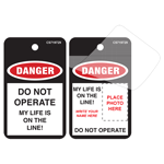 Do Not Operate Safety Tag with Worker Photo