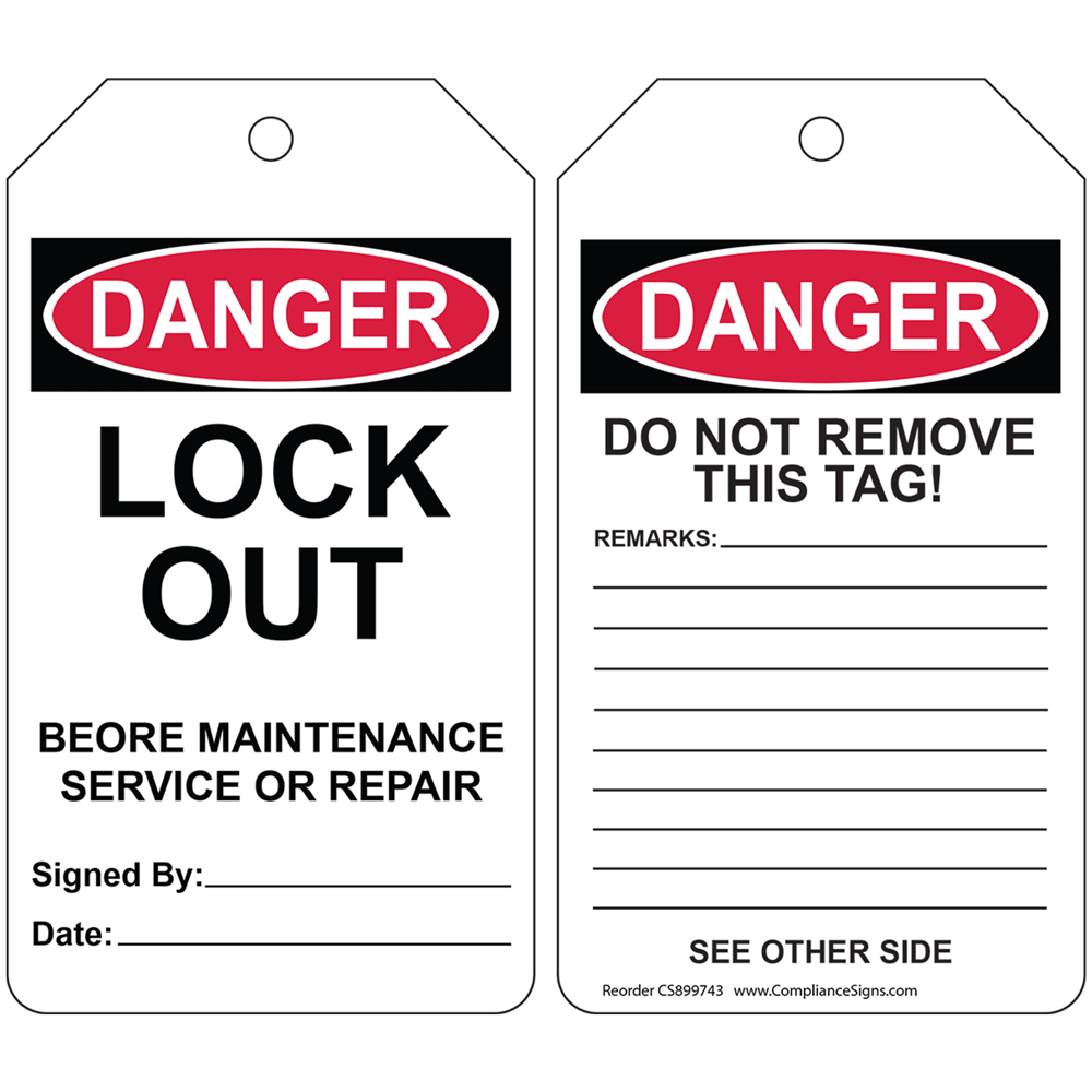OSHA Danger Lock Out Before Service Lockout Tags