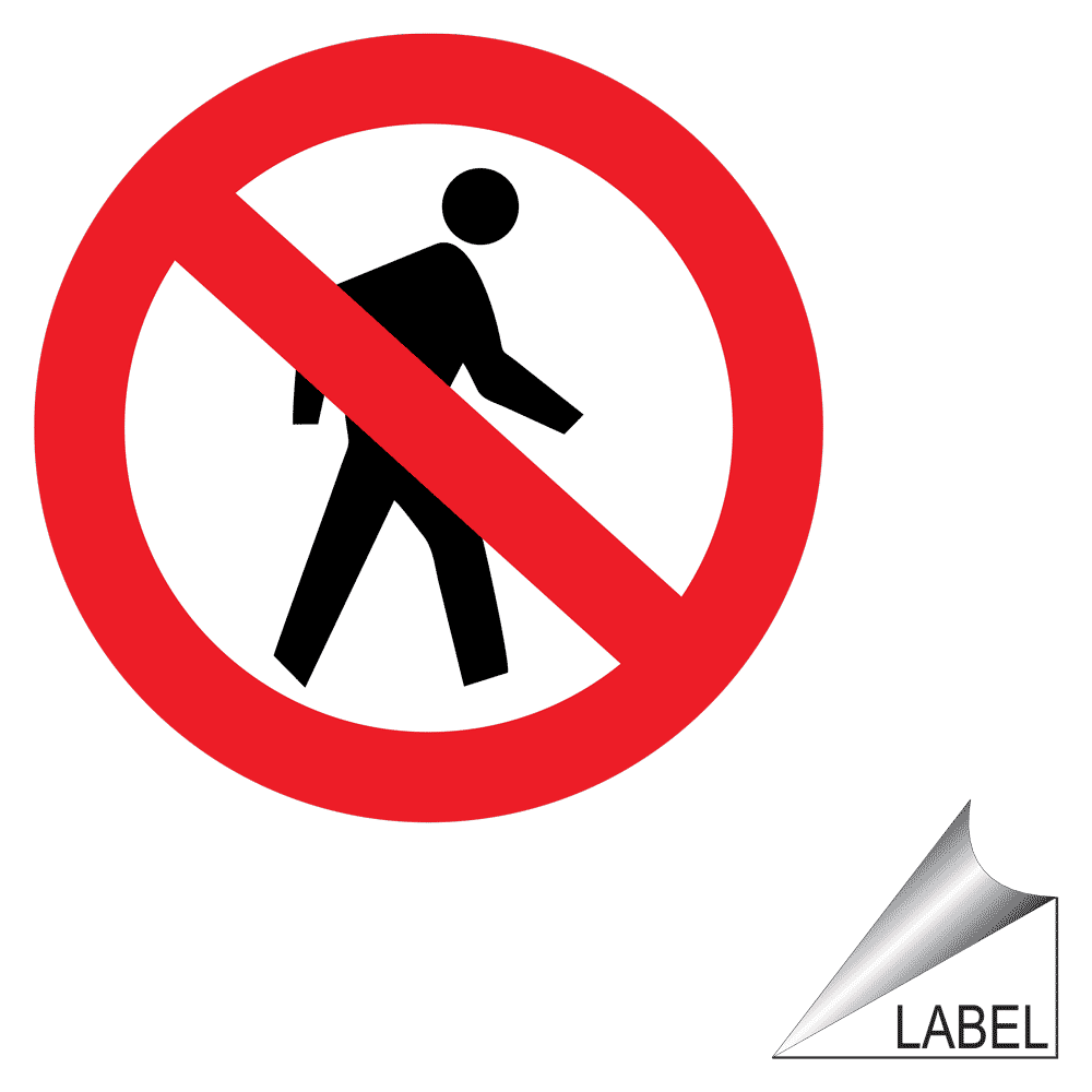 Machine Safety No Walking Symbol Label / Sticker - White ...
