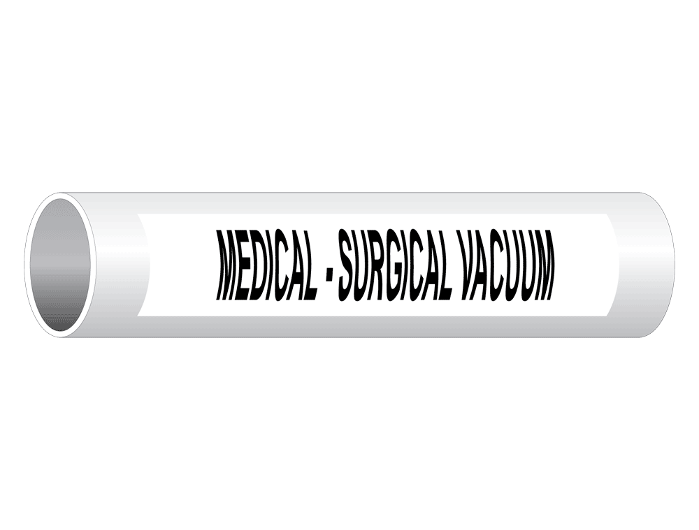 Medical Surgical Vacuum Pipe Label PIPE15246BLKonWHT